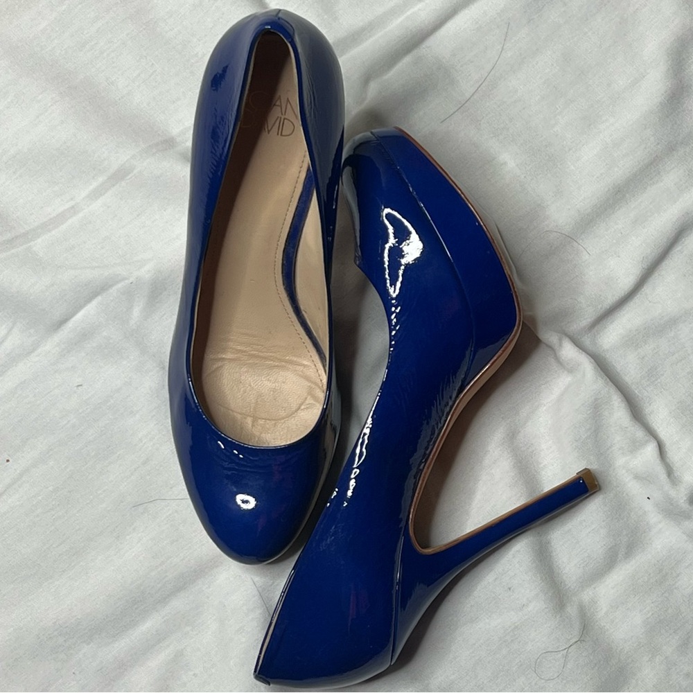 Joan & David Cobalt Blue Patent Leather Platform Pumps Sz 9